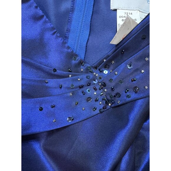 Alfred Angelo Peplum Evening Blouse & Skirt Set Size 4 Midnight Royal Blue Belte - Picture 9 of 16